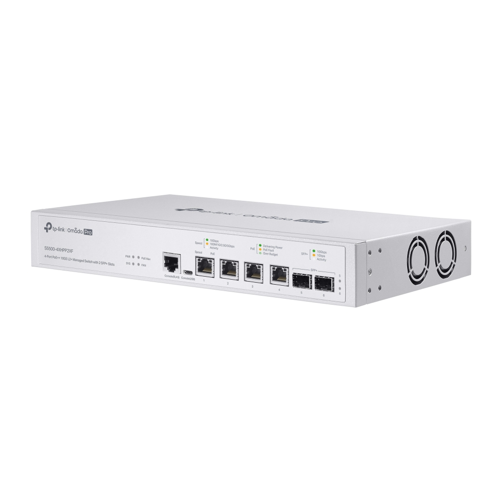 S5500-4XHPP2XF Omada Pro 4 Bağlantı Noktalı PoE++ 10GE L2+, 2 SFP+ Yuvalı Yönetilen Anahtar