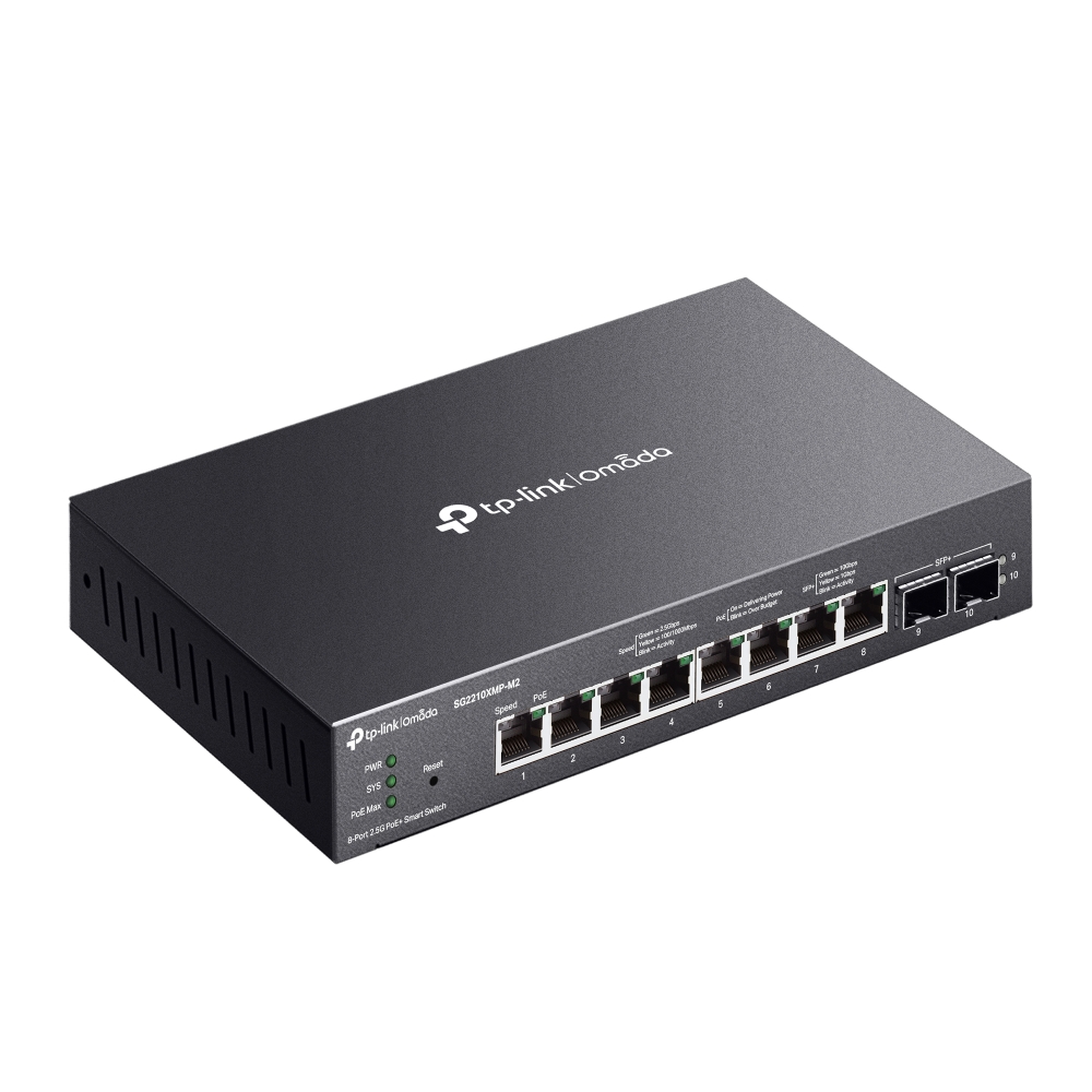 SG2210XMP-M2 Omada 8 Bağlantı Noktalı 2.5GBASE-T ve 8 Bağlantı Noktalı PoE+ özellikli 2 Bağlantı Noktalı 10GE SFP+ Akıllı Anahtar