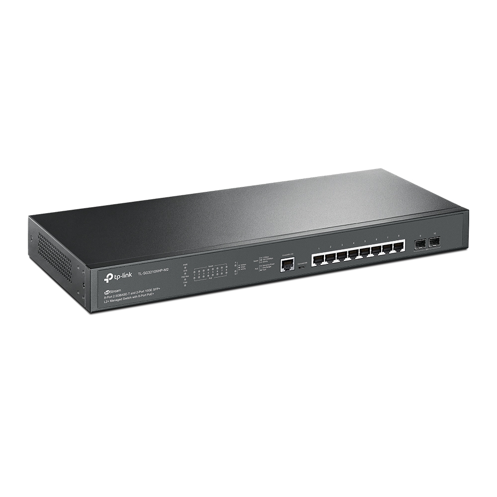 TL-SG3210XHP-M2 JetStream 8-Port 2.5GBASE-T ve 2-Port 10GE SFP+ L2+ 8-Port PoE+ ile Yönetilen Switch