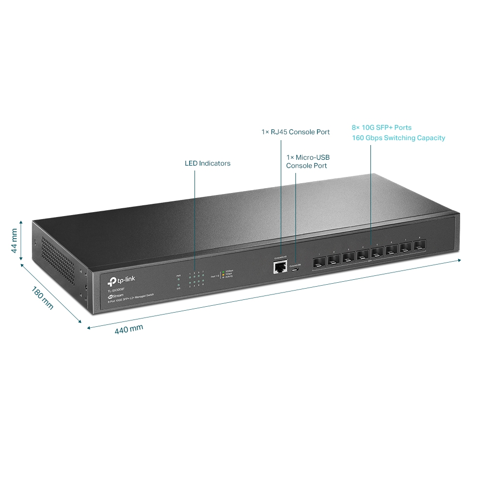 TL-SX3008F JetStream 8-Port 10GE SFP+ L2+ Yönetimli Switch