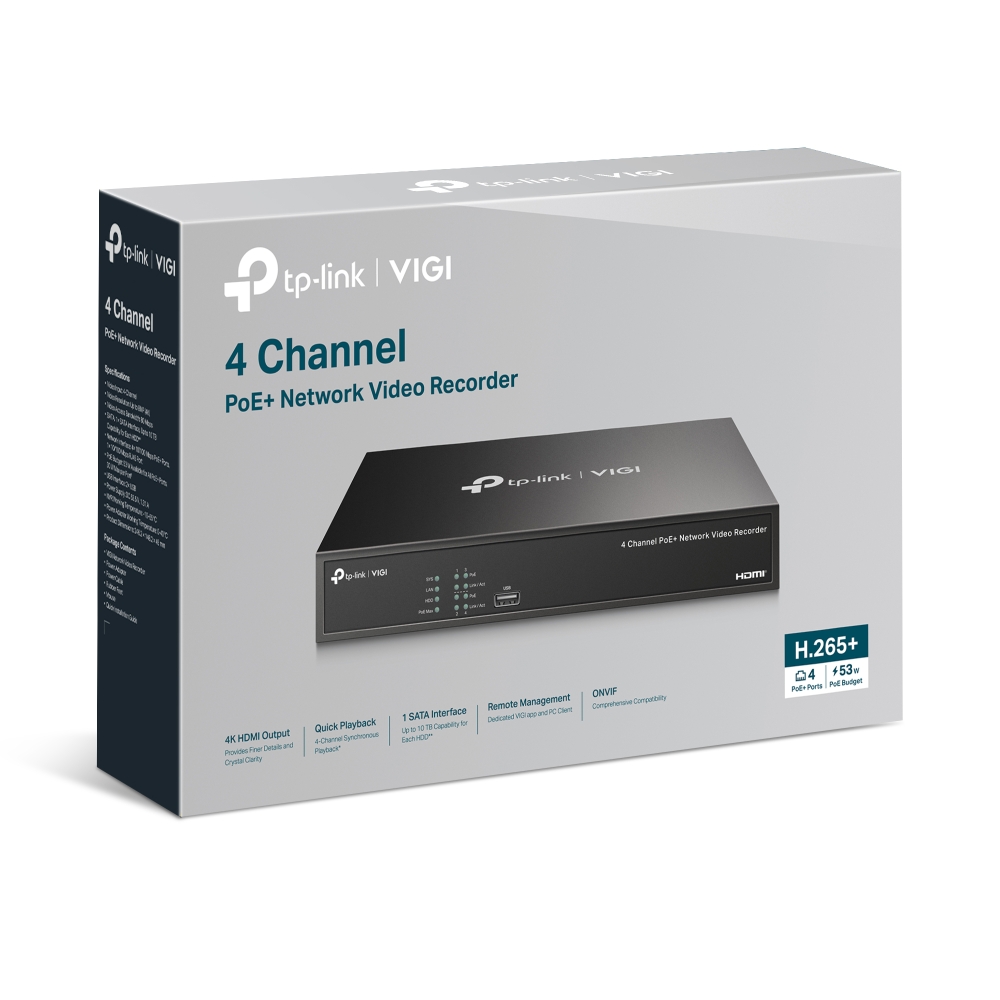 VIGI NVR1004H-4P V1 4 Channel PoE+ Network Video Recorder