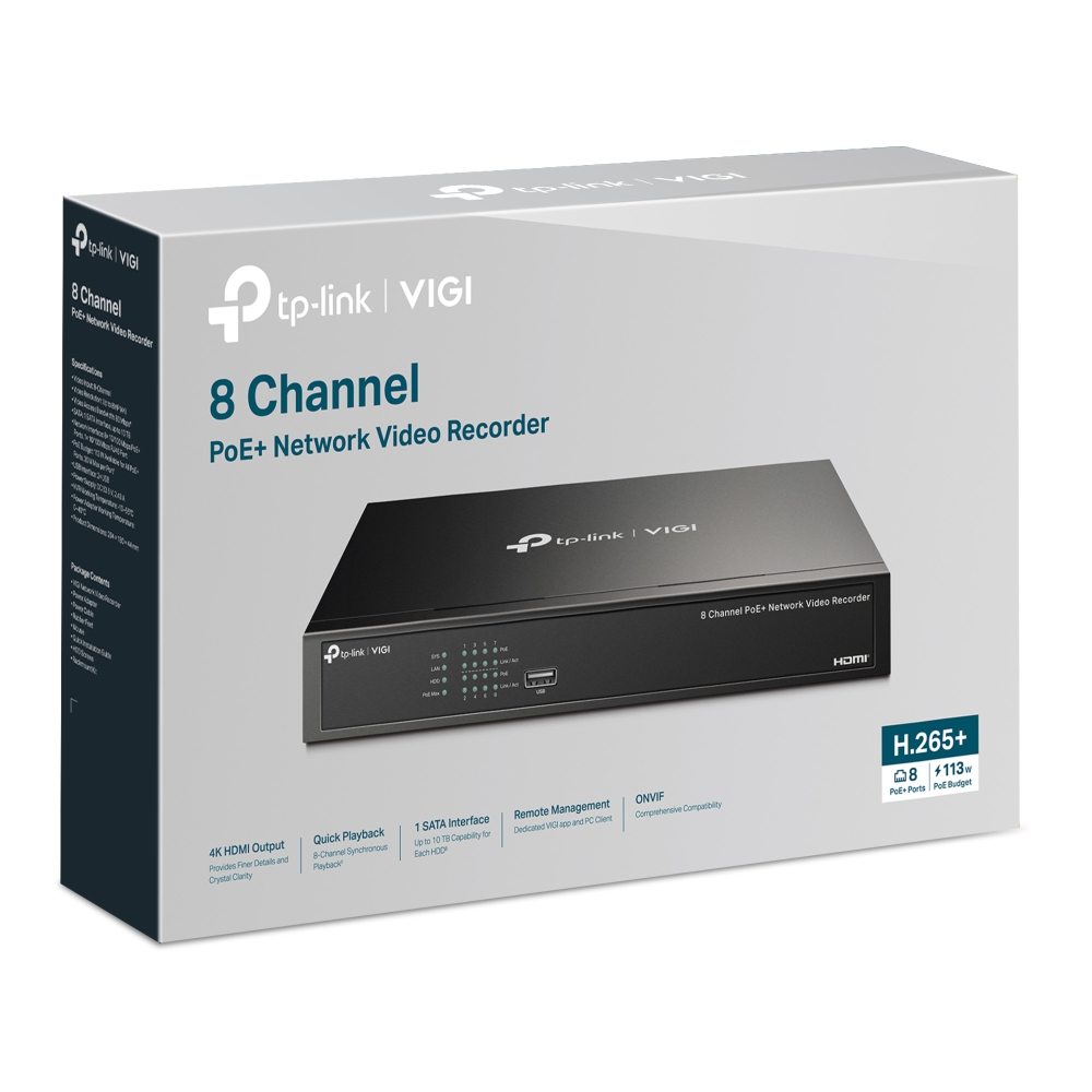 VIGI NVR1008H-8MP V1.2 8 Kanal PoE+ Ağ Video Kaydedici