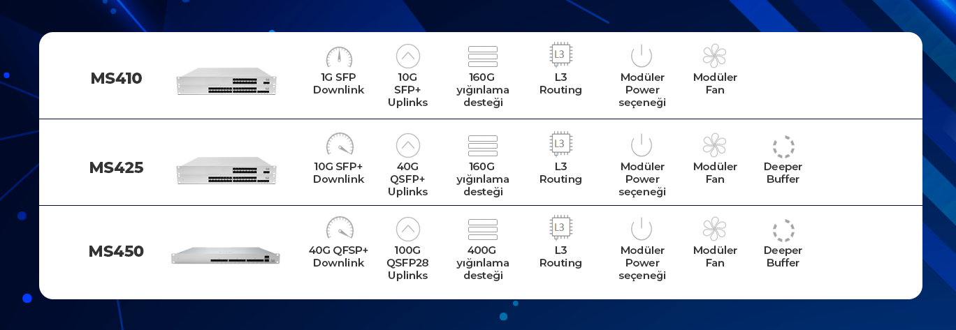 YÜKSEK KAPASİTELİ OMURGA SWITCH (Full SFP) MS410